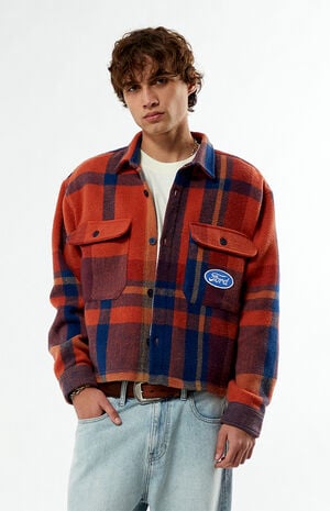 Plaid Cropped Long Sleeve Shirt image number 1