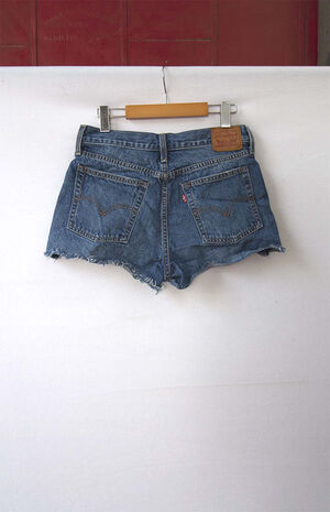 Upcycled Levi's Medium Blue Wash Denim Shorts image number 3