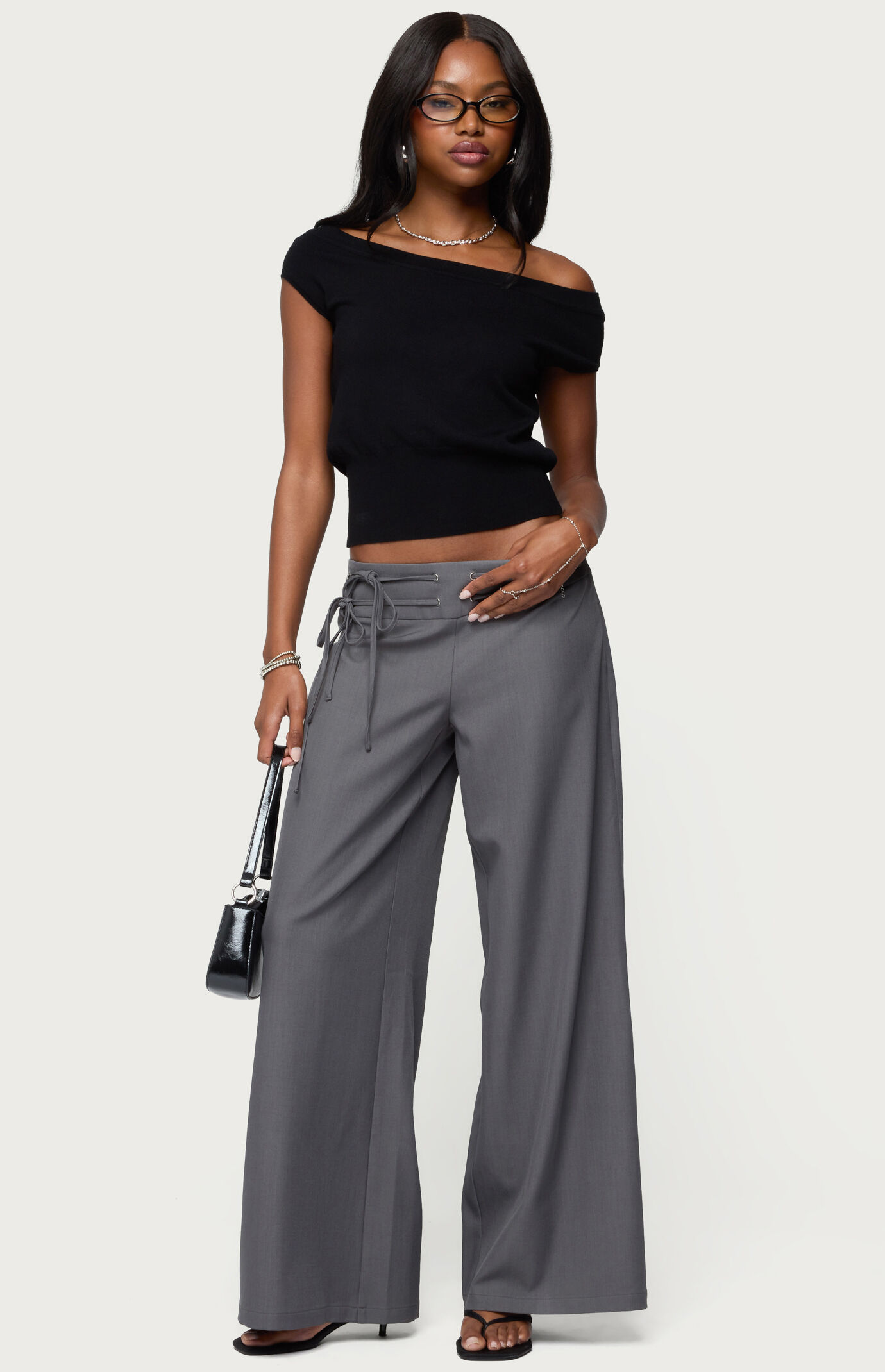 Edikted Willard Baggy Lace Up Belt Pants | Pacsun