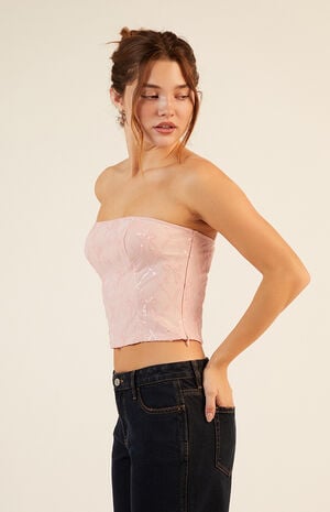 Bow Sequin Tube Top image number 3