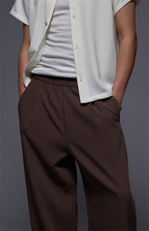 by Pacsun Kane Baggy Trousers Stretch Pleated Brown image number 4