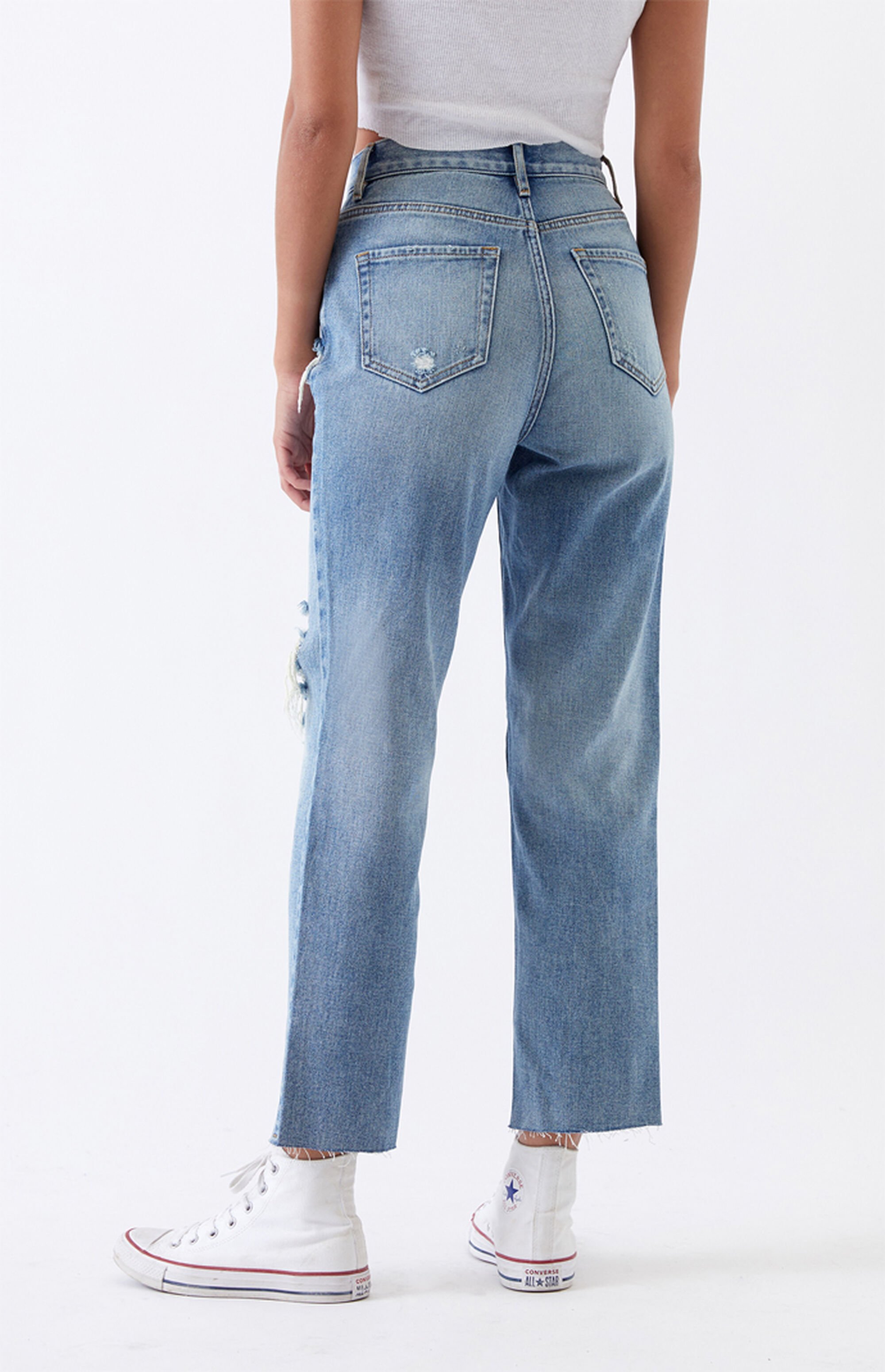 PacSun Light Ripped High Rise Straight Leg Jeans | PacSun