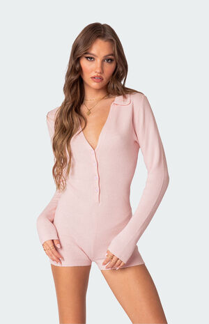 Lillian Button Front Knit Romper image number 1
