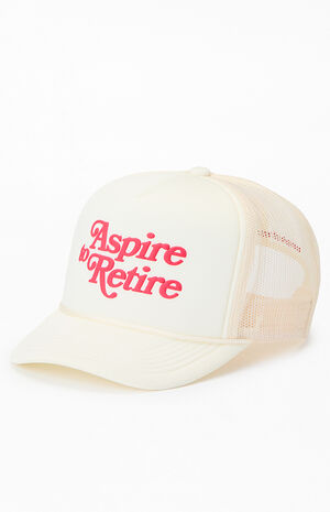 Aspire To Retire Script Trucker Hat image number 4