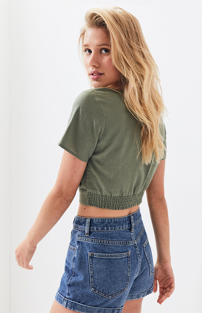 Button Front Woven Top