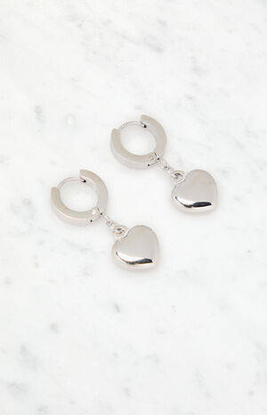 14K Silver Gold Plated Heart Drop Earrings image number 2