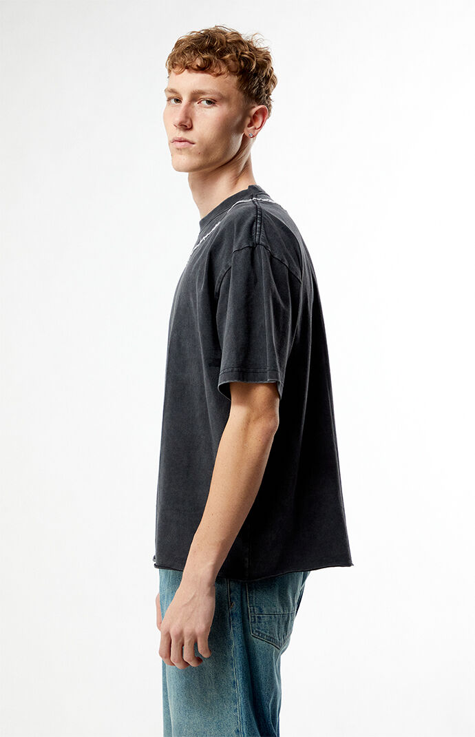 Pacsun Washed Black Barbed Wire Cropped Boxy T-Shirt