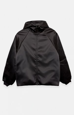 Vintage Black Hooded Bomber Jacket image number 1