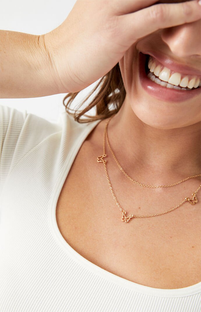 Butterfly Charm Layered Necklace