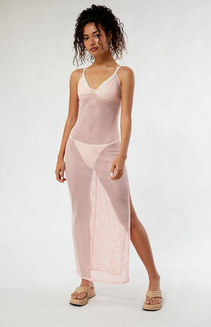 Mesh Tie Back Midi Dress image number 1