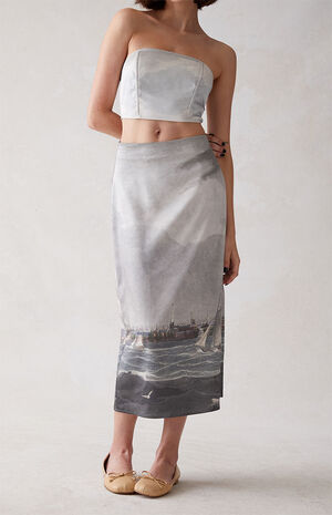 x PacSun Satin Midi Skirt image number 1