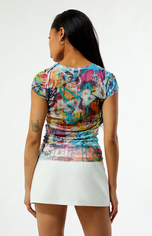 By PacSun Graffiti Mesh Short Sleeve Top image number 4