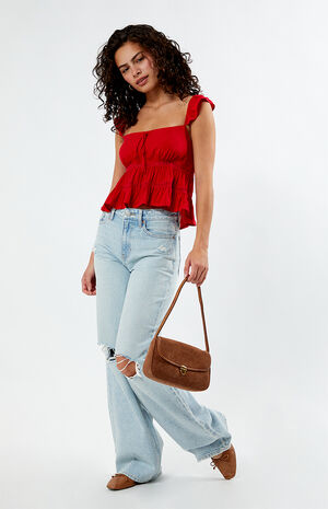 Ruffle Lace Babydoll Top image number 4