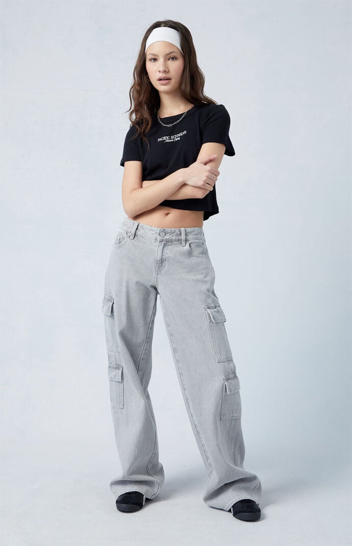 PacSun Eco Light Gray Low Rise Baggy Cargo Jeans PacSun