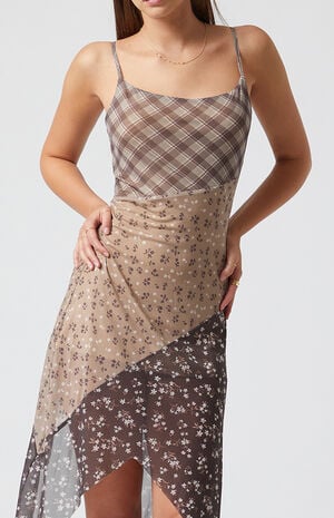 Kennedy Mixed Print Asymmetrical Midi Dress image number 2