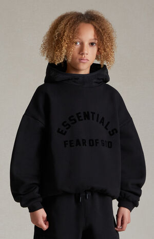 Essentials Jet Black Nylon Fleece Hoodie image number 1