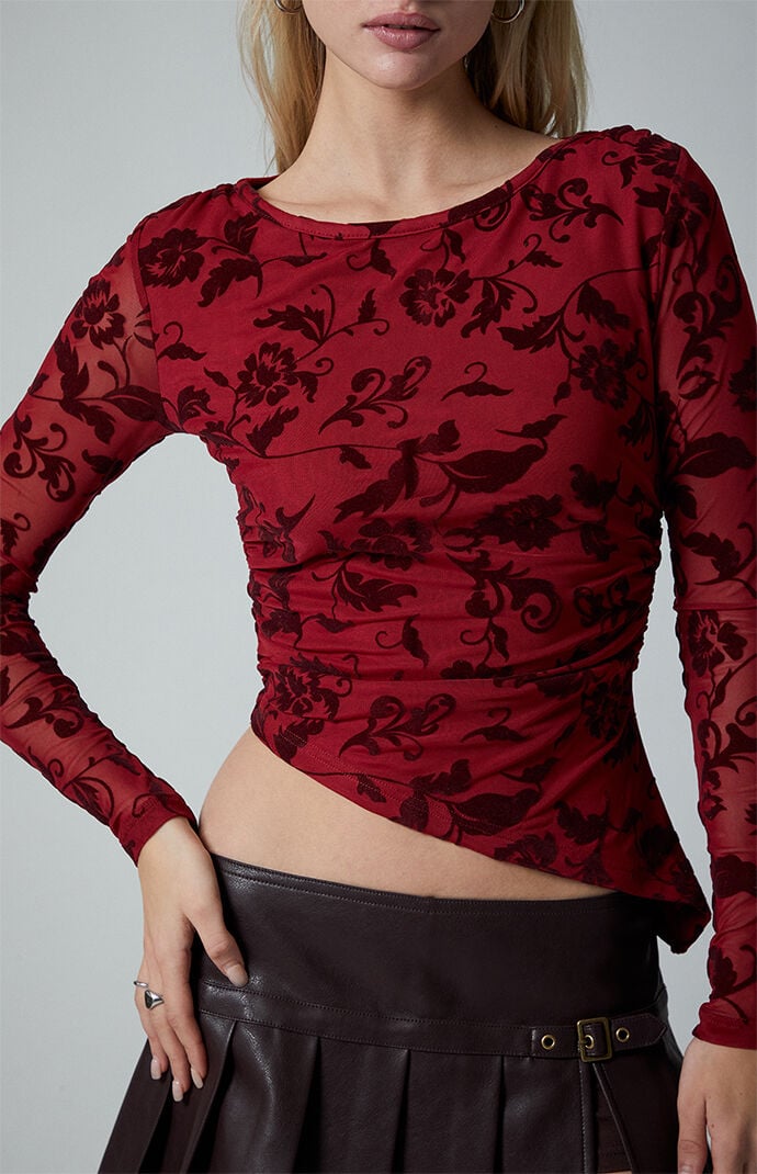 Third Charm Hannah Burnout Long Sleeve Top