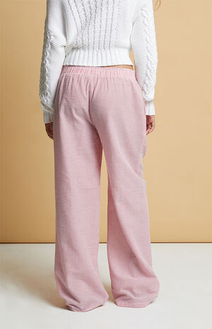 Red Striped Crinkle Boxer Pajama Pants image number 4