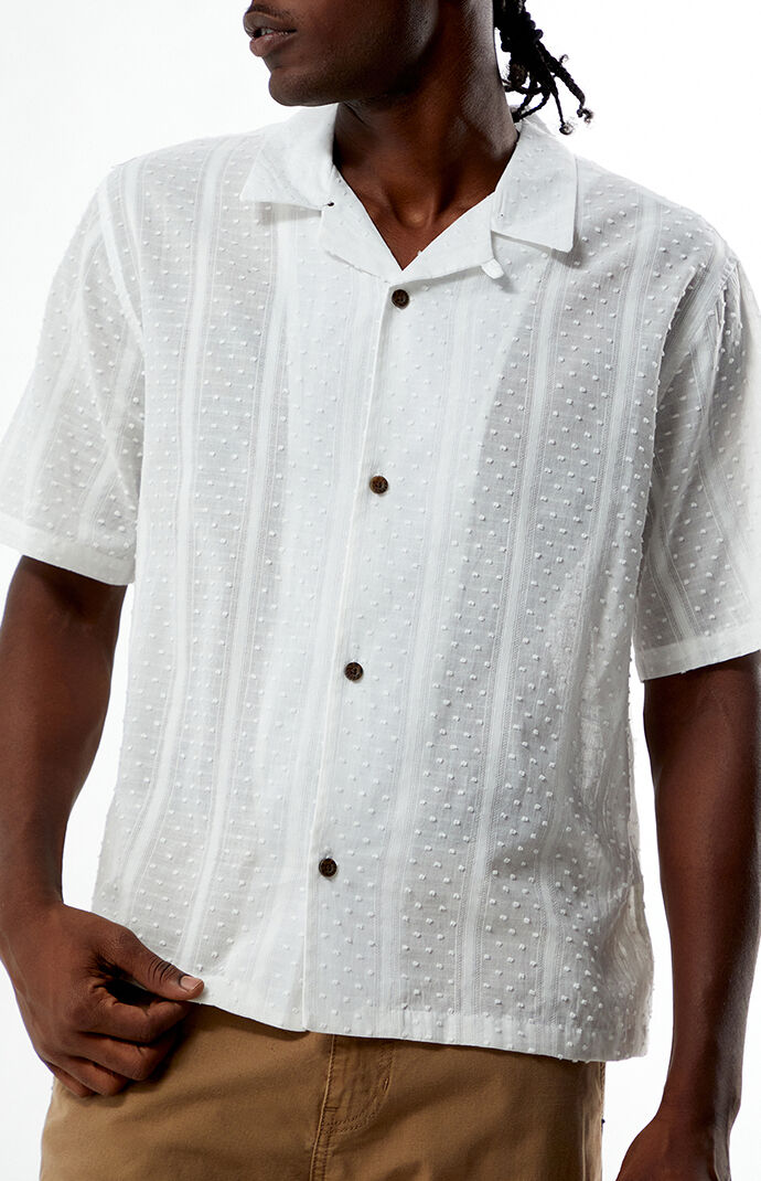 Pacsun White Pointelle Oversized Camp Shirt