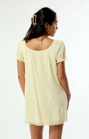 Naomi Lace Trim Short Sleeve Babydoll Dress image number 4