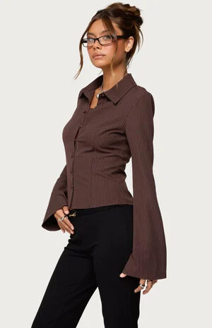 Pinstripe Tailored Button Up Shirt image number 2