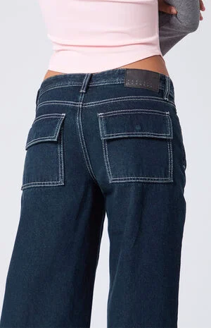Casey Low Rise Baggy Jeans Contrast Stitch Rinse Denim image number 5