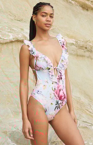 Vintage Rose Ruffled Bow Cheeky One Piece Swimsuit Vintage Rose Ruffled Bow Cheeky One Piece Swimsuit image number 2