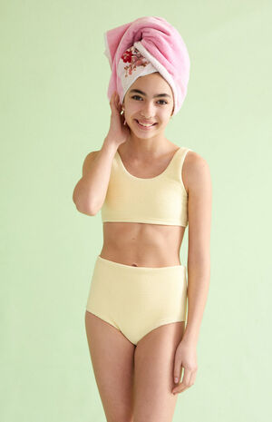 Yellow Scrunched Bikini Swimsuit Set image number 2