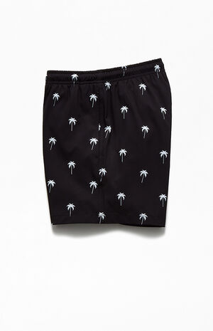 Recycled Black Palm 14" Swim Trunks image number 3