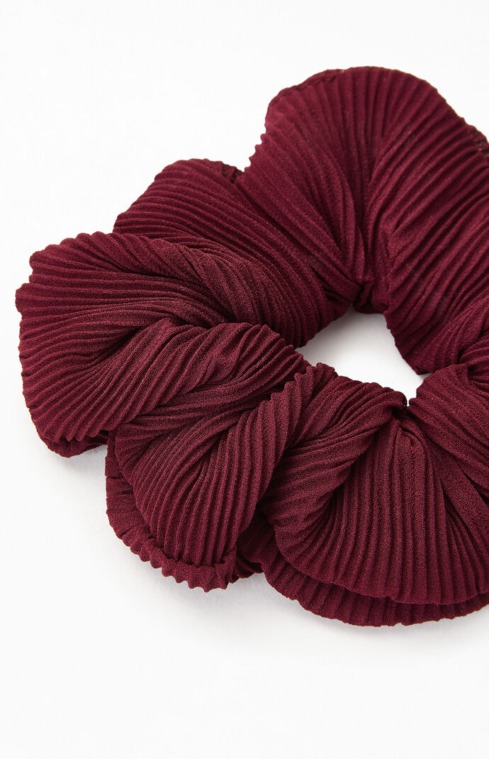 Burgundy Pleated Scrunchie