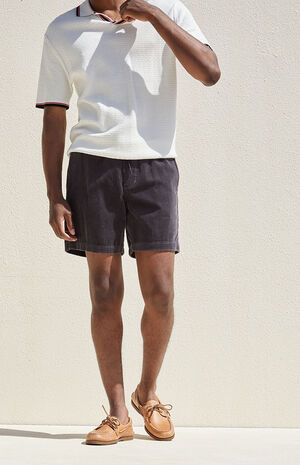 Black Corduroy Volley Shorts image number 3
