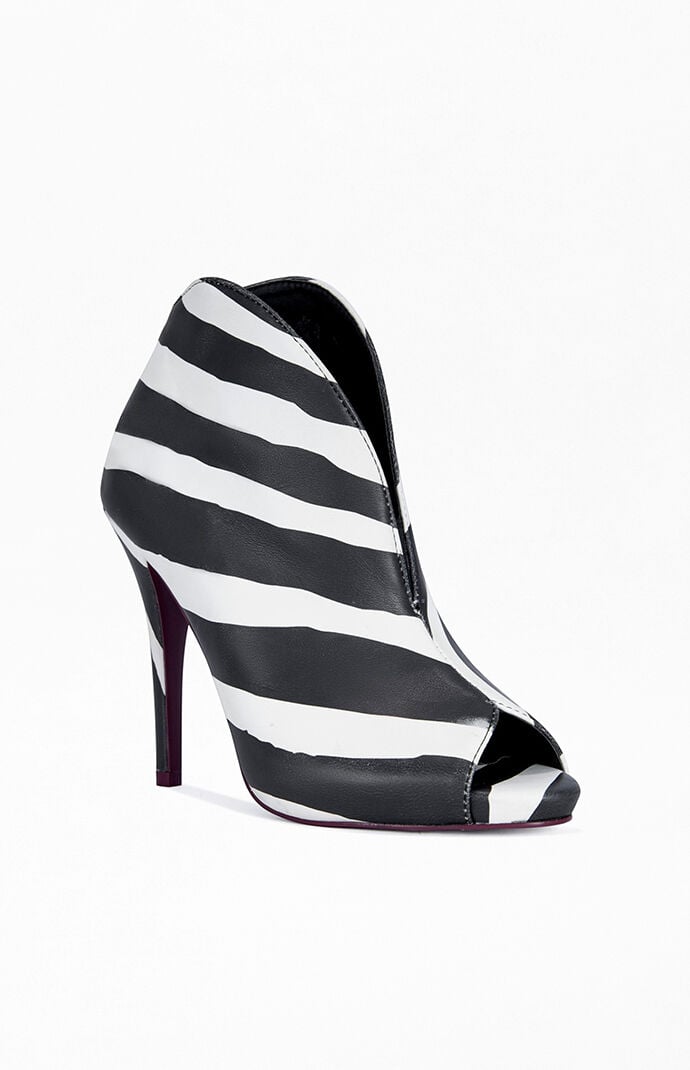 AZALEA WANG Women's Marisol Zebra Stiletto Booties