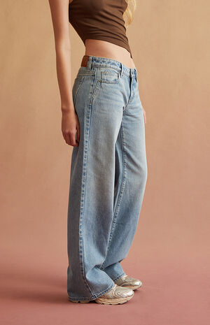Light Blue Low Rise Girlfriend Jeans image number 3
