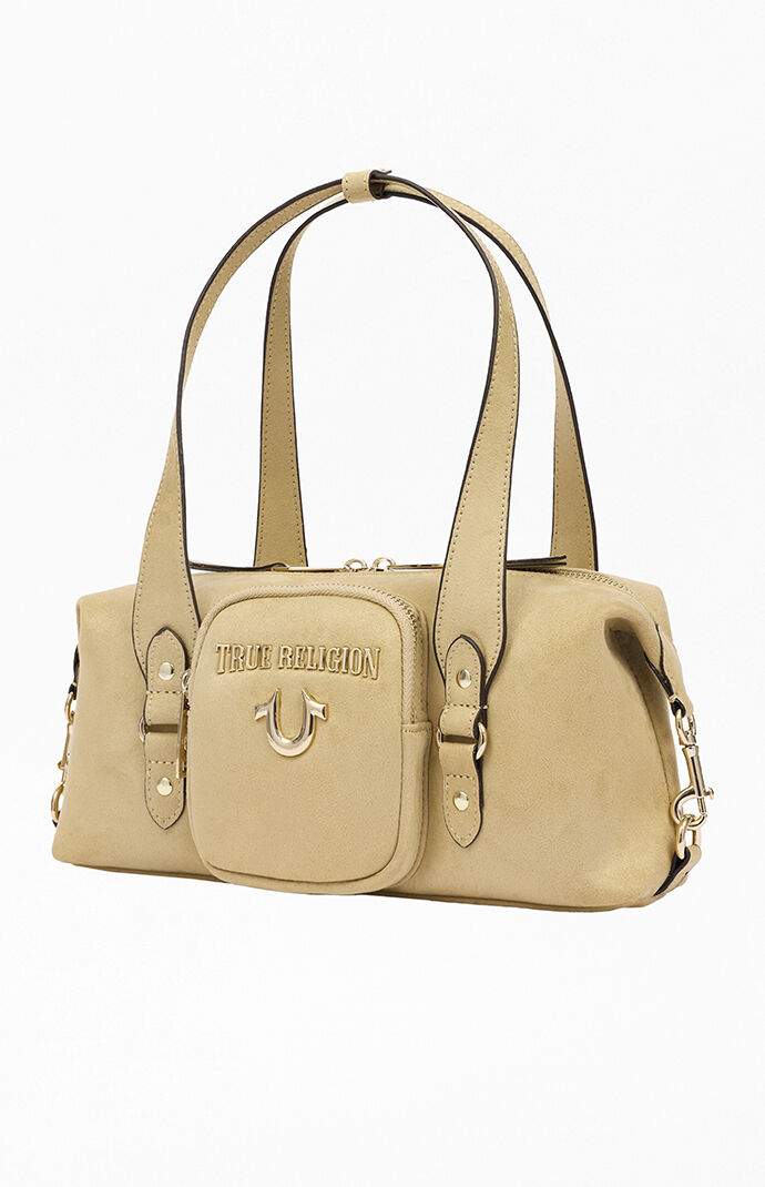 True Religion East/West Suede Horseshoe Satchel Bag