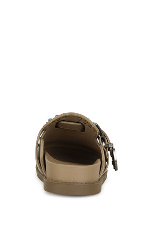 Women's Tan Flair Faux Leather Turquoise Mules image number 3