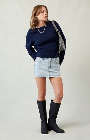 Bella Stretch Light Indigo Mid Rise Denim Mini Skirt image number 6