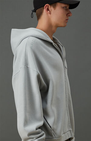 Gray Vintage Wash Heavyweight Fleece Zip Up Hoodie image number 5