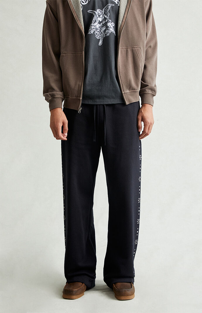 Pacsun Black Studded Fleece Extreme Baggy Sweatpants | Pacsun