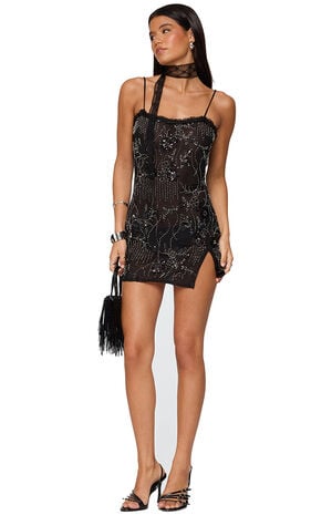 Romey Beaded Chiffon Mini Dress Romey Beaded Chiffon Mini Dress image number 1