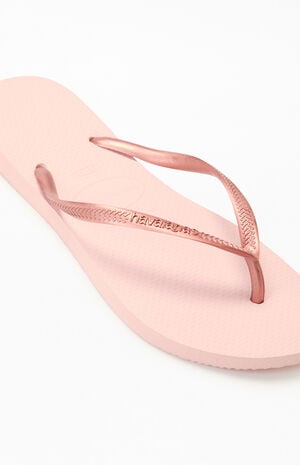 Women's Pink Slim Flip Flop Sandals image number 6
