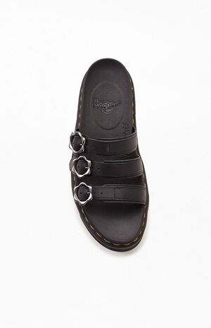 Women's Black Blaire Flower Buckle Slide Sandals image number 5