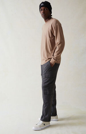 Stretch Plaid Cargo Trousers image number 6