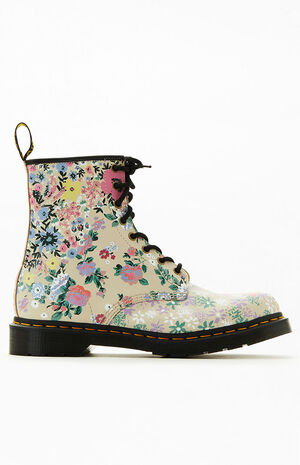 Women's Floral Leather Lace Up Boots image number 1