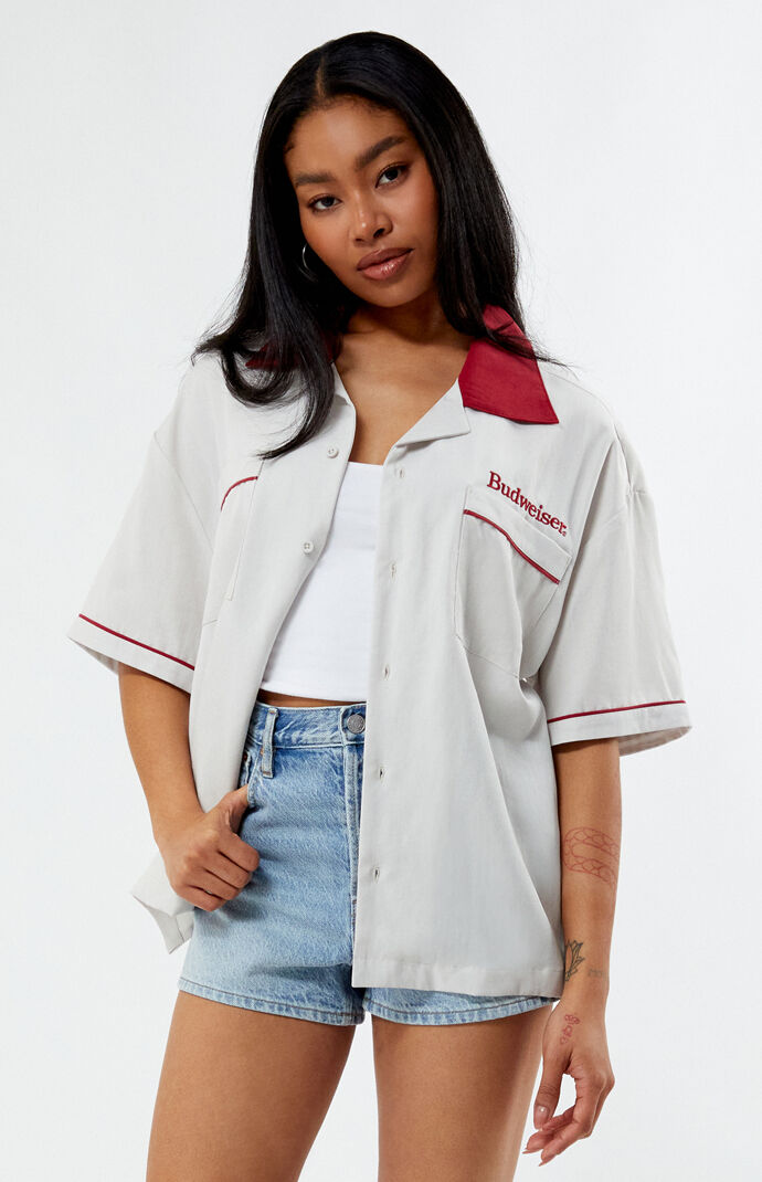 Budweiser By PacSun Colorblocked Bowling Shirt PacSun