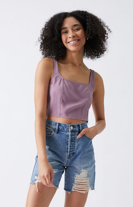 Woven Ribbed Tank Top