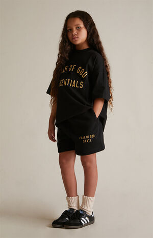 Kids Black Crew Neck T-Shirt image number 6
