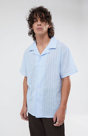Pointelle Textured Woven Camp Shirt image number 1
