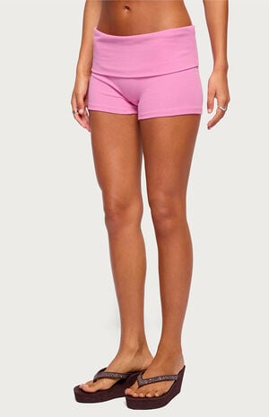 Audrea Ribbed Foldover Biker Shorts image number 2