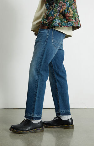 Medium Indigo Straight Cropped Jeans image number 3