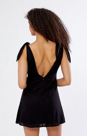 Tie Strap Linen V-Neck Dress image number 4